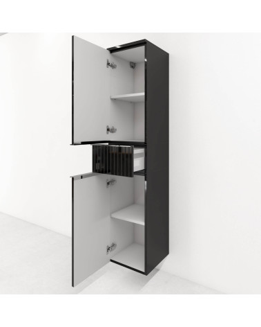 160cm LEWY - CZARNY POŁYSK - Lakierowany słupek łazienkowy