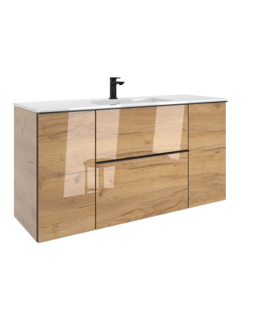 Modułowa szafka łazienkowa 120cm lakierowana Dąb Craft złoty z czarnymi akcentami