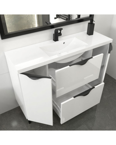 Lakierowana stojąca szafka łazienkowa z umywalką 120cm PICADO Biały Połysk